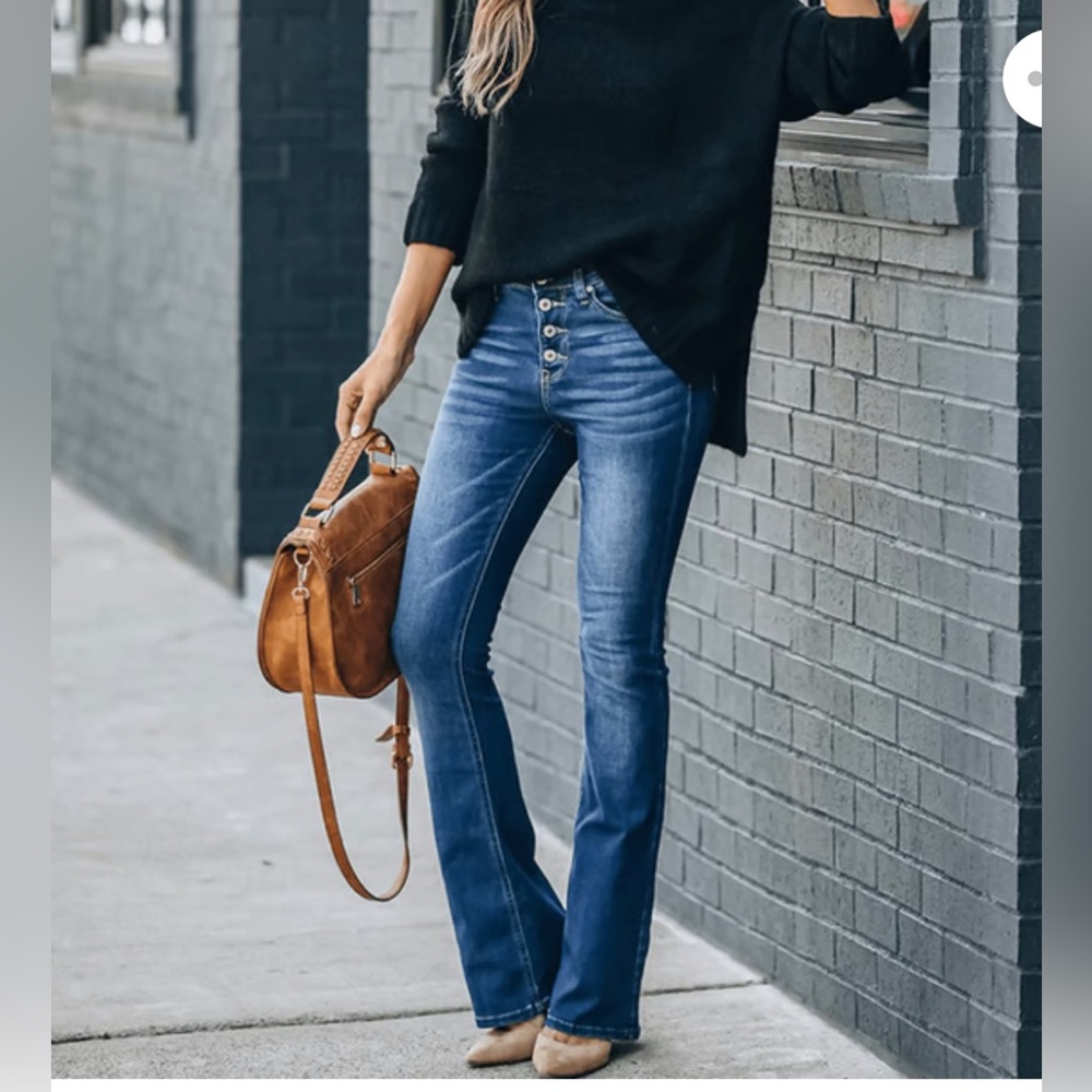 Kan Can button fly petite bootcut jeans